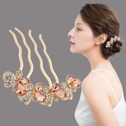 Stylish Vintage Hair Fashion Grooming Comb Hook Clip - Golden Pink