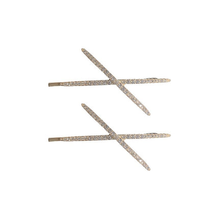 Cross Fashion Crystal Patched Cute Stylish Rhinestone Hair Grooming Clips - Golden