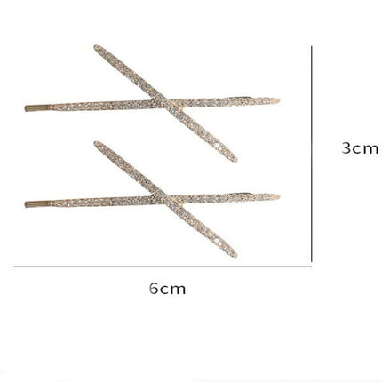 Cross Fashion Crystal Patched Cute Stylish Rhinestone Hair Grooming Clips - Golden