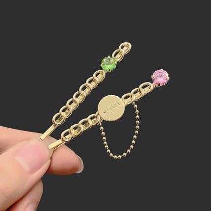 Gold Plated Crystal Decorative Women Fashion Headwear Casual Wear Hair Clips- Golden