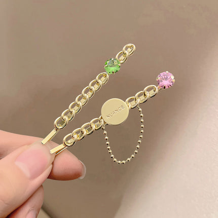 Gold Plated Crystal Decorative Women Fashion Headwear Casual Wear Hair Clips- Golden