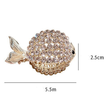 Crystal Patched Women Fashion Decorative Party Wear Hooked Closure Clip - Golden