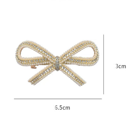 Bow Shaped Hooked Closure Women Party Wear Hair Clip - Golden