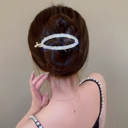 Crystals Patched Hair Bun Styling Women Fashion Bun Styling Hook Closure Clip - Golden