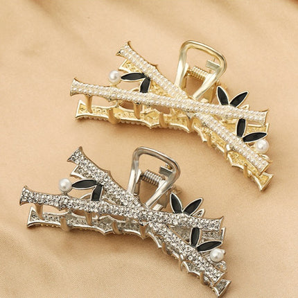 Crystal Decorative Hair Grooming Styling Catcher Clips - Golden