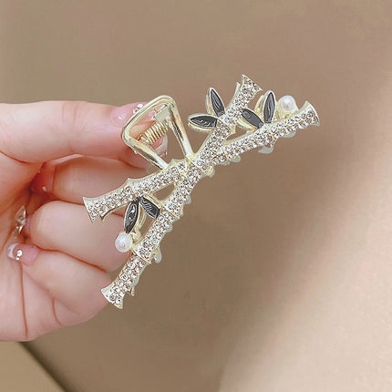 Crystal Decorative Hair Grooming Styling Catcher Clips - Golden