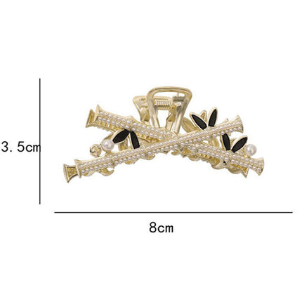 Crystal Decorative Hair Grooming Styling Catcher Clips - Golden