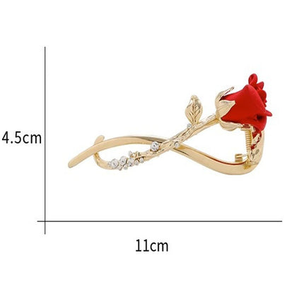 Twist Hook Rose Patched Stylish Hair Grooming Retro Style Clip - Red