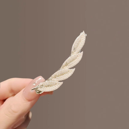 Multi Layer Leaf Pearl Decorative Stylish Hair Grooming Women Fashion Side Hair Pin Clip - Golden