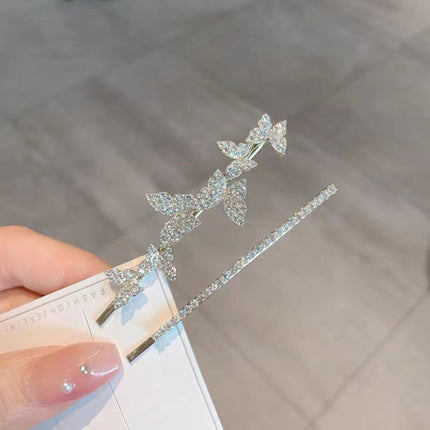 Butterfly Decorated Women Fashion Hair Modern Stylish Wear Hair Clip - Silver