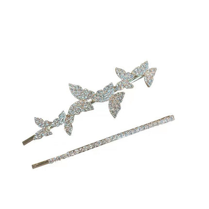 Butterfly Decorated Women Fashion Hair Modern Stylish Wear Hair Clip - Silver