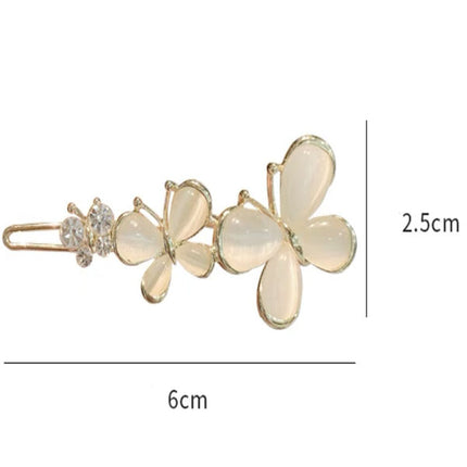 Butterfly Rhinestone Decorated Women Fashionable Stylish Party Wear Hair Pin Clips - White