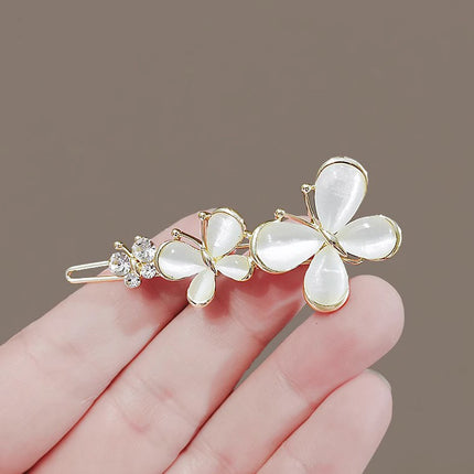 Butterfly Rhinestone Decorated Women Fashionable Stylish Party Wear Hair Pin Clips - White