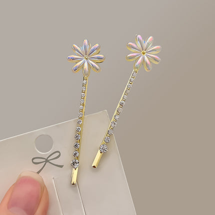 imple Crystal Decorated Hair Styling Women Fashion Floral Hair Pins - Golden