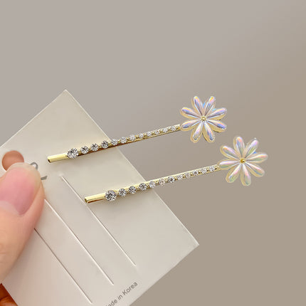 imple Crystal Decorated Hair Styling Women Fashion Floral Hair Pins - Golden