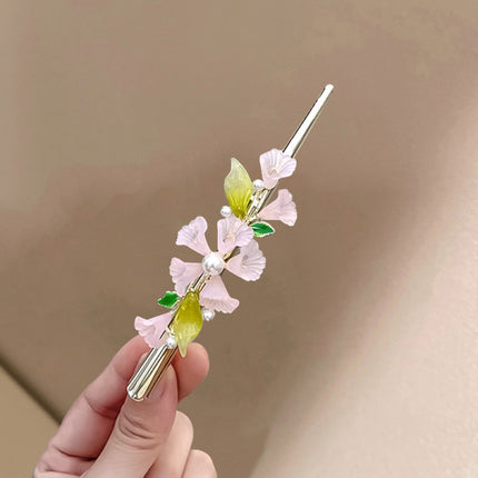 Cute Fairy Lily Horn Tip Women Fashion Styling Silver Plated Women Fashion Hair Pin Clips - Pink