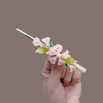 Cute Fairy Lily Horn Tip Women Fashion Styling Silver Plated Women Fashion Hair Pin Clips - Pink