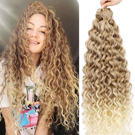 18 Inch Curls Ocean Wave Hair Extension High Quality Women Fashion Easy Patch Fake Hair Extension - Golden