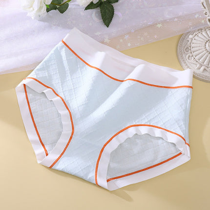 High Waist Women Underwear French Cut Panties Undergarments Breathable Soft Fabric Girls Lingerie - Light Blue