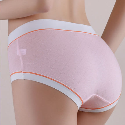 High Waist Women Underwear French Cut Panties Undergarments Breathable Soft Fabric Girls Lingerie - Light Pink