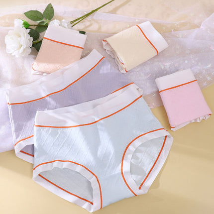 High Waist Women Underwear French Cut Panties Undergarments Breathable Soft Fabric Girls Lingerie - Light Pink