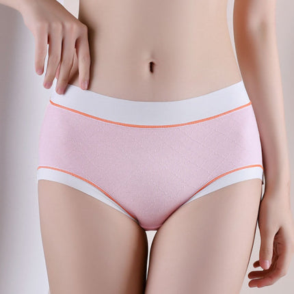 High Waist Women Underwear French Cut Panties Undergarments Breathable Soft Fabric Girls Lingerie - Light Pink