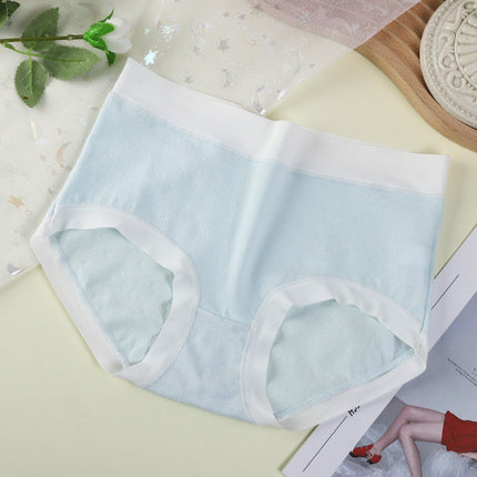 High Elastic Waist Embossed Pattern Women Underwear Undergarments French Cut Panties Girls Lingerie Inner Wear - Sky Blue