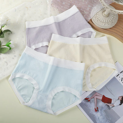 High Elastic Waist Embossed Pattern Women Underwear Undergarments French Cut Panties Girls Lingerie Inner Wear - Pink