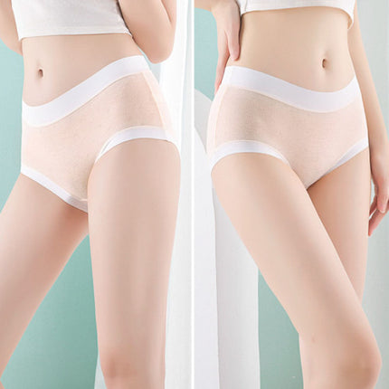 High Elastic Waist Embossed Pattern Women Underwear Undergarments French Cut Panties Girls Lingerie Inner Wear - Apricot