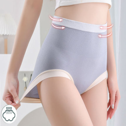 Ribbed Pattern Elastic Waist French Cut Panties Soft Breathable Women's Underwear - Purple