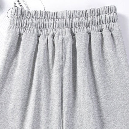 Elastic Waist Loose Fit String Closure Casual and Fashionable Cotton Blend Shorts -  Gray