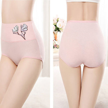 High Elastic Waist Underwear Briefs Women Undergarments Comfortable Summer Wear Panty - Red