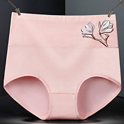 High Elastic Waist Underwear Briefs Women Undergarments Comfortable Summer Wear Panty - Pink