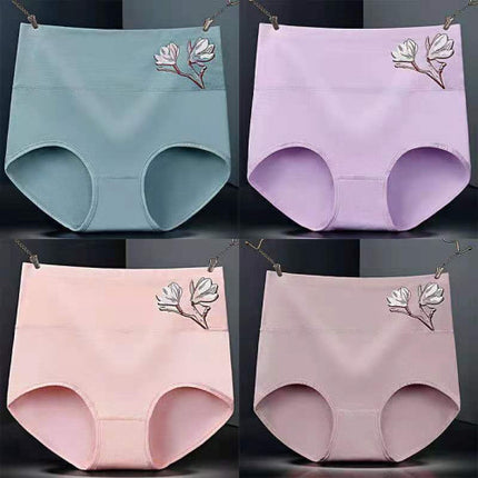 High Elastic Waist Underwear Briefs Women Undergarments Comfortable Summer Wear Panty - Red