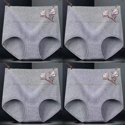 High Elastic Waist Underwear Briefs Women Undergarments Comfortable Summer Wear Panty - Gray