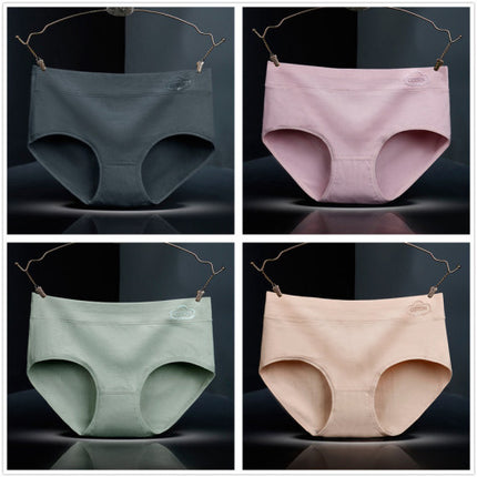 French Cut Elastic Waist Stylish Underwear Plain Color Mini Panty Women Undergarments - Skin