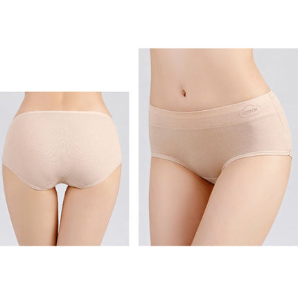 French Cut Elastic Waist Stylish Underwear Plain Color Mini Panty Women Undergarments - Skin