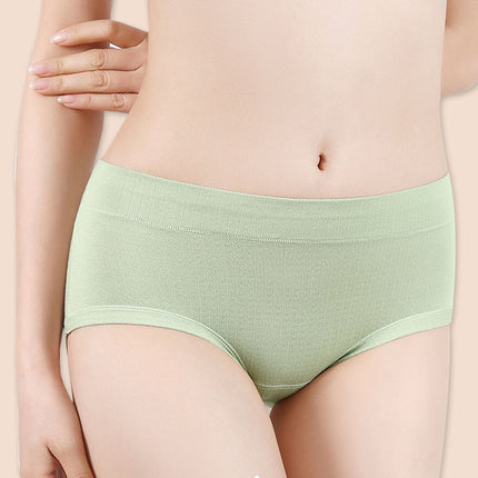 Stay Comfy and Chic with Cotton Blend Elastic Waist Hipster Panties Underwear For Women - Light Green