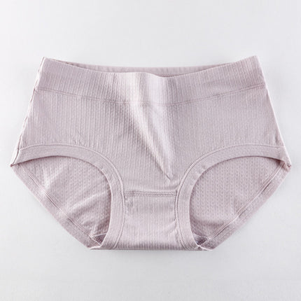 Stay Comfy and Chic with Cotton Blend Elastic Waist Hipster Panties Underwear For Women - Light Purple