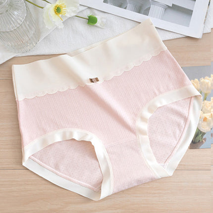 Comfortable Women's High Waist Brief Elastic Closure Soft Cotton Blends Underwear - Light Pink