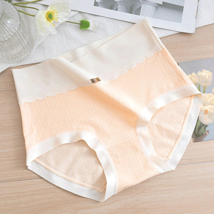 Comfortable Women's High Waist Brief Elastic Closure Soft Cotton Blends Underwear - Skin