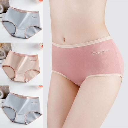 Stylish Two Tone Elastic Waist Hipster Women's Cotton Blend Underwear - Light Blue