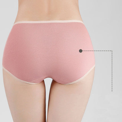 Stylish Two Tone Elastic Waist Hipster Women's Cotton Blend Underwear - Pink