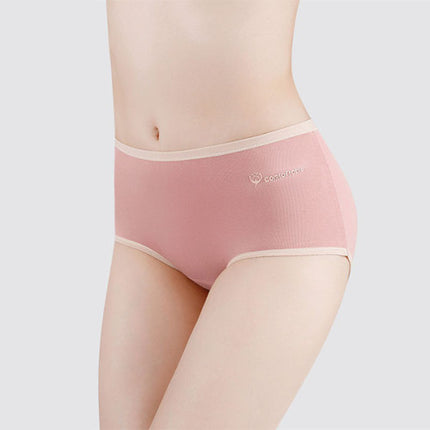 Stylish Two Tone Elastic Waist Hipster Women's Cotton Blend Underwear - Pink