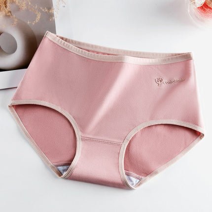 Stylish Two Tone Elastic Waist Hipster Women's Cotton Blend Underwear - Pink