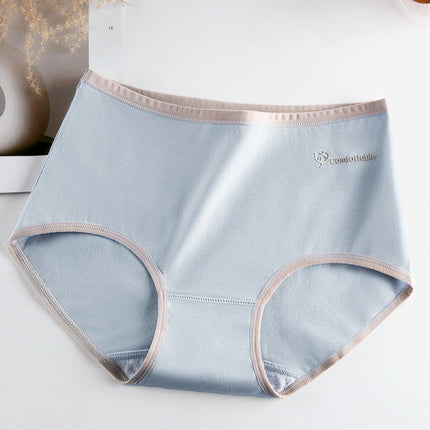 Stylish Two Tone Elastic Waist Hipster Women's Cotton Blend Underwear - Light Blue