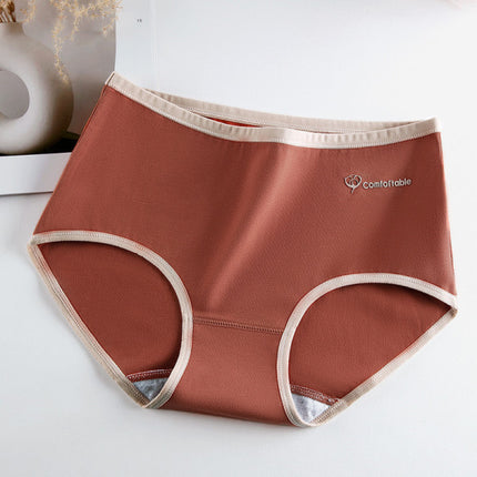 Stylish Two Tone Elastic Waist Hipster Women's Cotton Blend Underwear - Light Orange