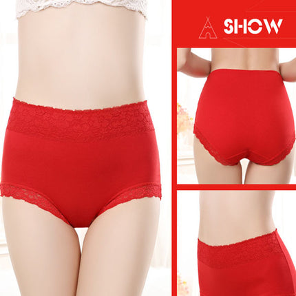 Flawless Lace High Waist Brief Stylish Soft and Comfortable Women's Underwear - Red