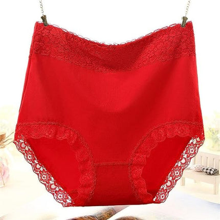 Flawless Lace High Waist Brief Stylish Soft and Comfortable Women's Underwear - Red