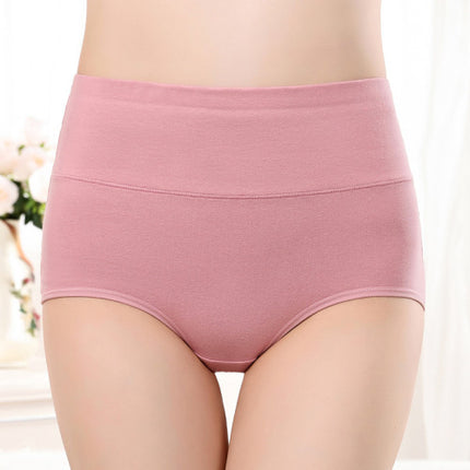 Belly Shaper High Elastic Waist Underwear Brief Stylish Plain Color Women Undergarments - Light Pink